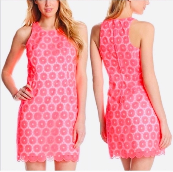 Lilly Pulitzer Dresses & Skirts - Lilly Pulitzer Pinwheel Pearl Shift Mini Dress in Fiesta Pink Size 0